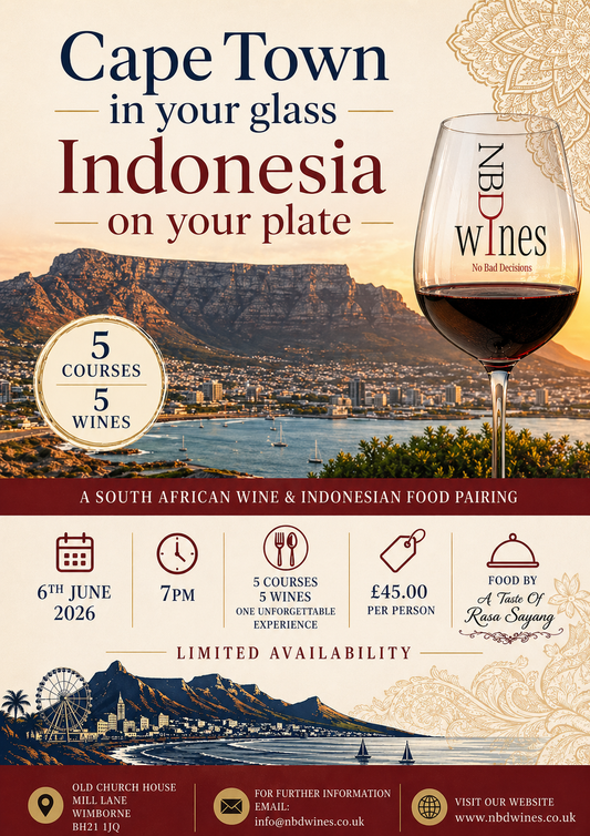 Indonesian Food & South African Wine Pairing Dinner at Sat, Jun 06, 2026 07:00 PM BST
